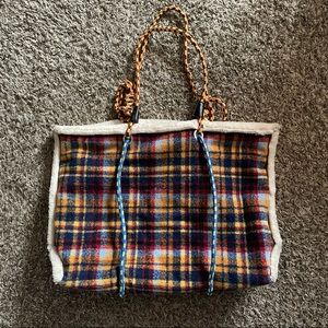 Plaid Wool + Fur Lined Tote
